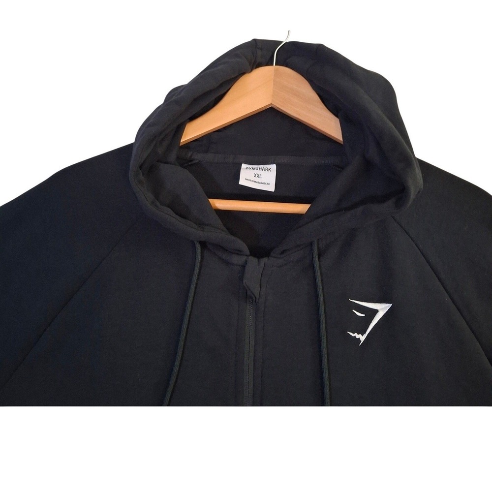 Gymshark Mens XXL Black Full Zip Hoodie Athletic Training Sweatshirt A1A1H - Picture 3 of 8